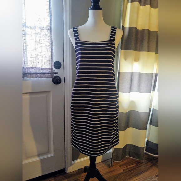 Shein Maternity Overall Dress Sz L Navy Blue - Picture 7 of 8